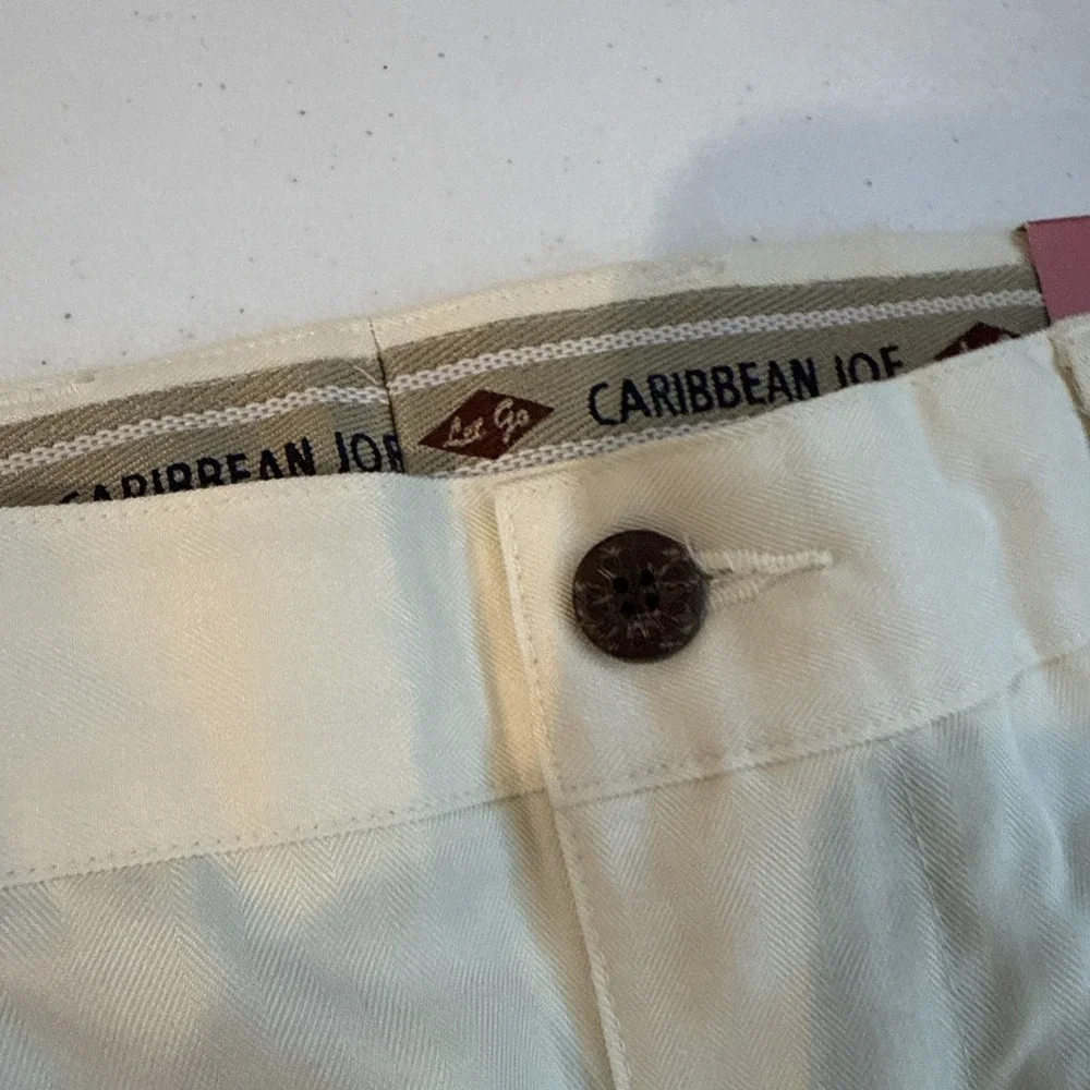 Caribbean Joe Pants Mens 32x34 Ivory Easy Care Pleated Dress Travel Classic New - Picture 5 of 10